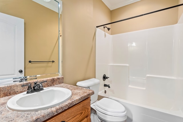 2045 Holland Rd, Newton, AL 36352 - full bath with vanity, toilet, shower / washtub combination, and crown molding