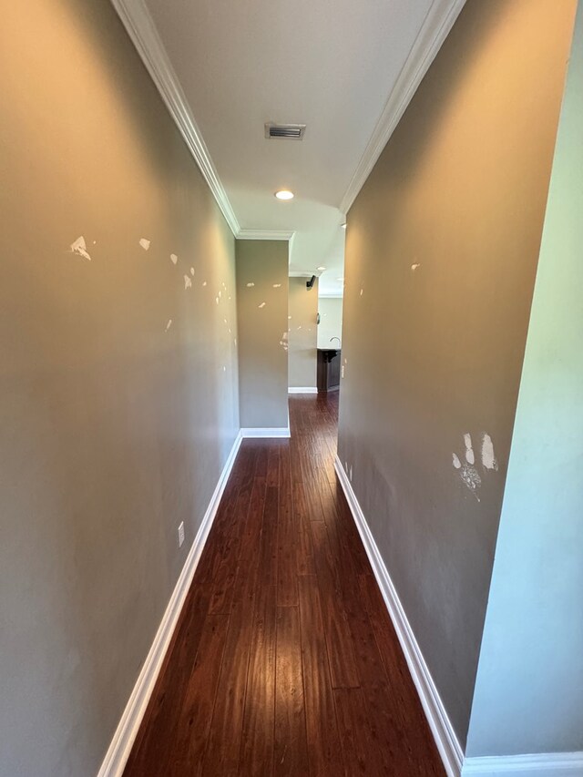 2103 Holland Rd, Newton, AL 36352 - hall with crown molding, hardwood / wood-style floors, and baseboards