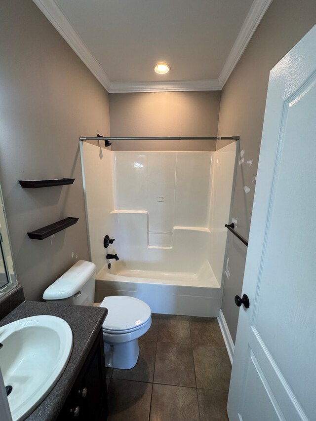2103 Holland Rd, Newton, AL 36352 - full bath featuring crown molding, vanity, toilet, bathing tub / shower combination, and tile patterned flooring