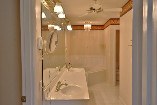 1222 E Main St, Ariton, AL 36311 - bathroom featuring double vanity, tile patterned flooring, and a bathtub