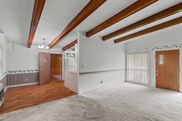 1104 Valley Forge Rd, Dothan, AL 36301 - carpeted empty room with a chandelier and beamed ceiling