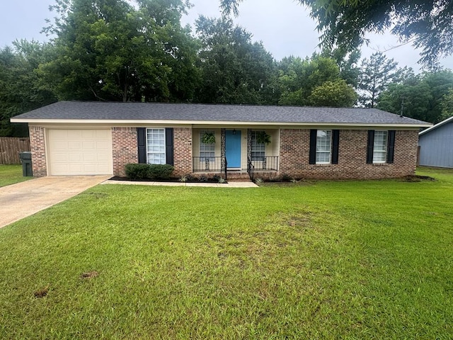1905 Shamrock Rd, Dothan, AL 36301 - ranch-style house featuring an attached garage, brick siding, driveway, and a porch