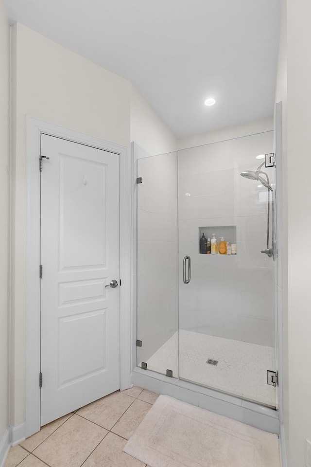 538 Orchard, Dothan, AL 36305 - bathroom featuring tile patterned flooring, a stall shower, and recessed lighting