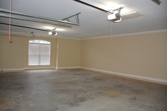 garage featuring a garage door opener and baseboards