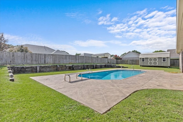125 Hayley Dr, Enterprise, AL 36330 - view of pool featuring a fenced backyard, an outdoor structure, and a patio