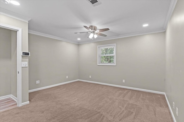 1401 Deese Rd, Ozark, AL 36360 - carpeted spare room featuring a ceiling fan, recessed lighting, and ornamental molding