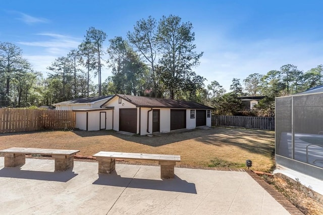 exterior space featuring a garage