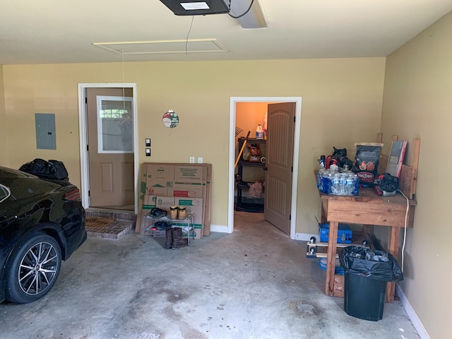708 Sandstone Dr, Dothan, AL 36303 - garage featuring electric panel and a garage door opener