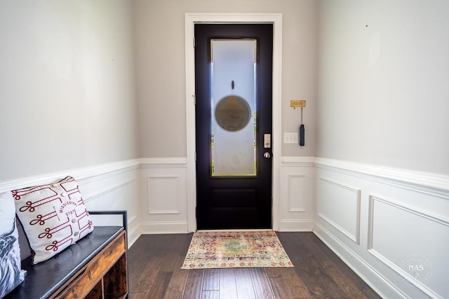 foyer entrance featuring dark hardwood / wood-style flooring