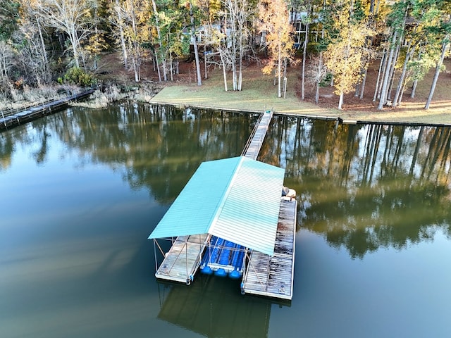 view of dock featuring a water view