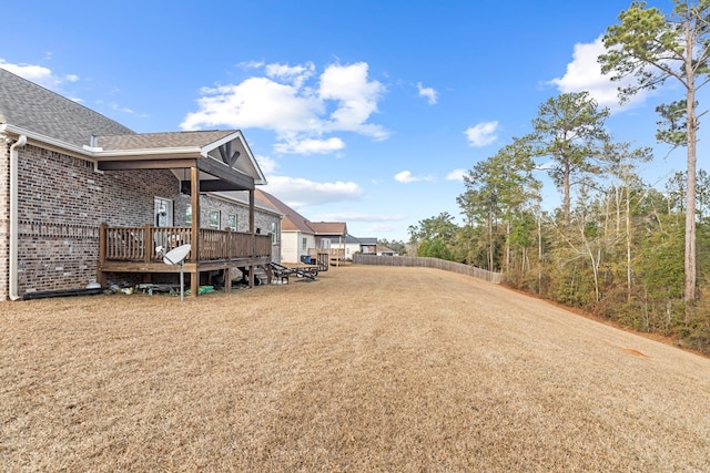 view of yard featuring a deck