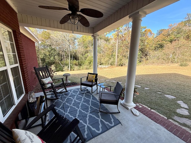 view of patio / terrace with ceiling fan