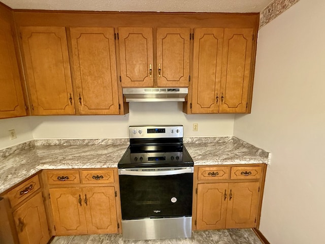 kitchen with stainless steel electric range oven