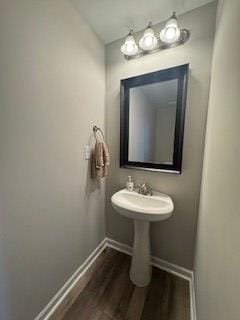 bathroom featuring hardwood / wood-style flooring