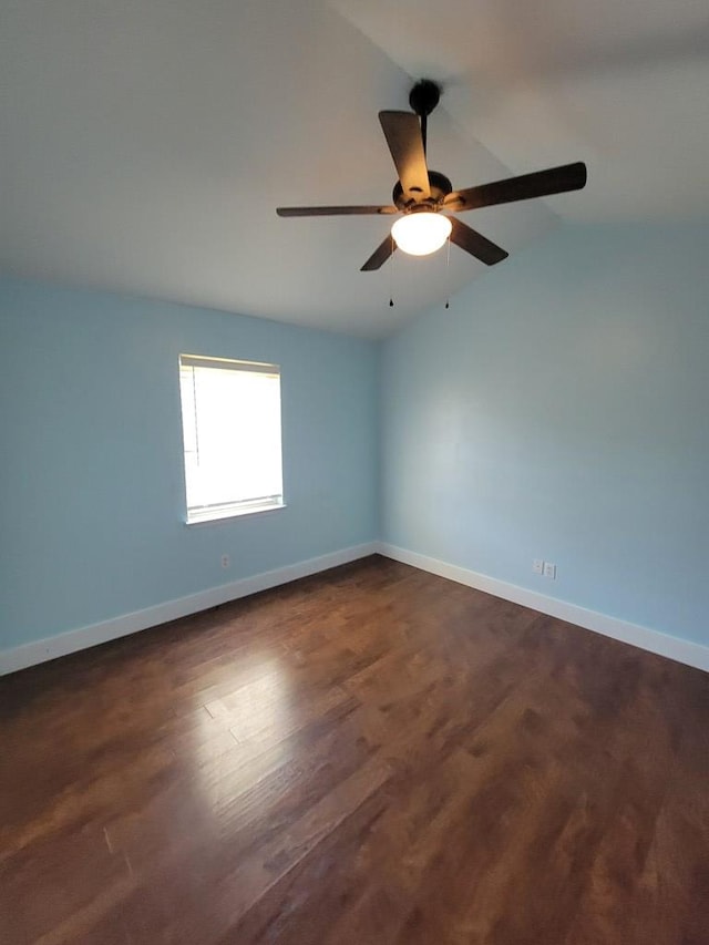 952 Easterling Mill Rd, Ariton, AL 36311 - spare room with lofted ceiling, dark wood-style floors, and ceiling fan