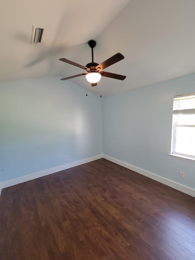 952 Easterling Mill Rd, Ariton, AL 36311 - unfurnished room with vaulted ceiling, dark wood-style floors, and a ceiling fan