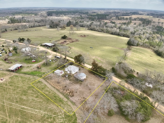 drone / aerial view with a rural view