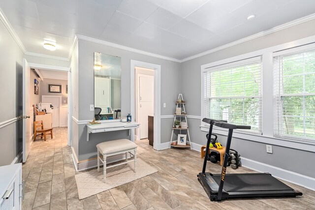 702 W Lee St, Enterprise, AL 36330 - exercise room featuring healthy amount of natural light and ornamental molding
