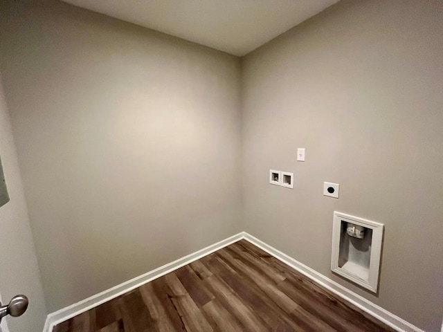 laundry area with hookup for a washing machine, dark wood-type flooring, and hookup for an electric dryer