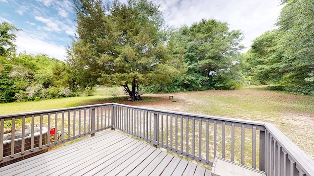 1622 W Main St, Daleville, AL 36322 - wooden deck featuring a lawn and view of wooded area