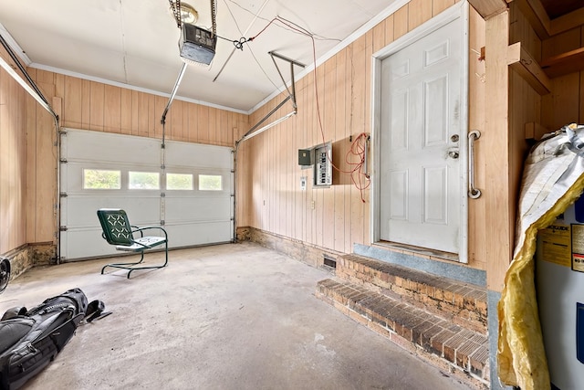 803 Dogwood Trl, Dothan, AL 36301 - garage with a garage door opener and wooden walls