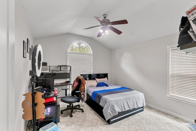 6 Piedmont Pl, Enterprise, AL 36330 - carpeted bedroom featuring lofted ceiling and ceiling fan
