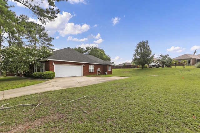 6 Piedmont Pl, Enterprise, AL 36330 - view of property exterior featuring an attached garage, a lawn, brick siding, and driveway