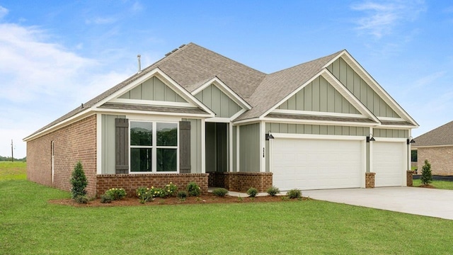 330 Heritage Way, Headland, AL 36345 - craftsman-style home featuring brick siding, a shingled roof, concrete driveway, a front yard, and a garage