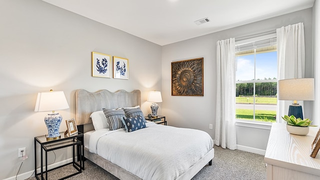 bedroom with carpet floors and multiple windows