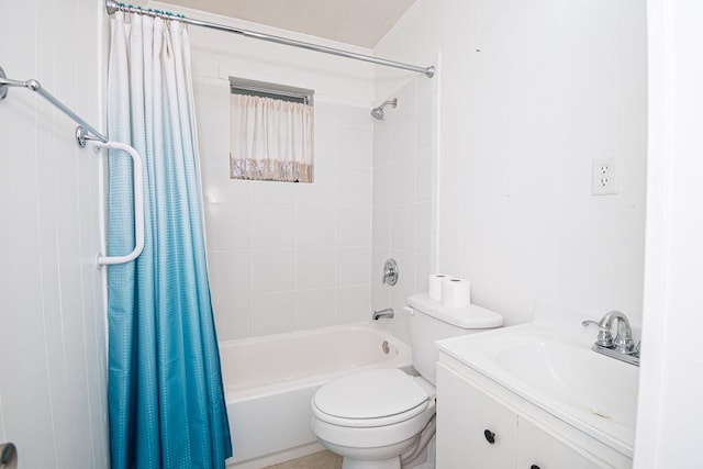 bathroom featuring vanity, toilet, and shower / tub combo