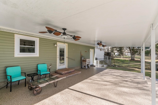 view of patio with a ceiling fan