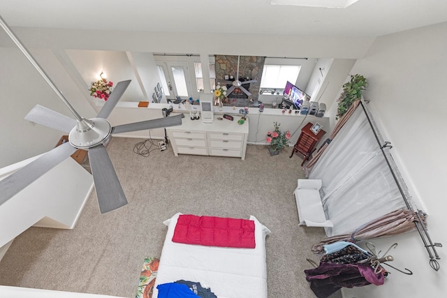 playroom with french doors and carpet flooring