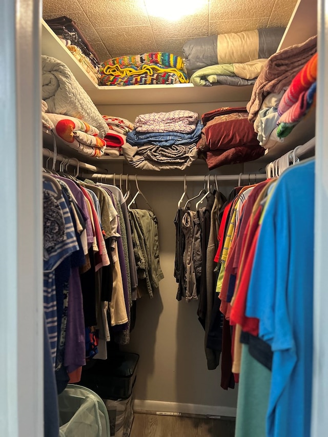 spacious closet featuring hardwood / wood-style flooring