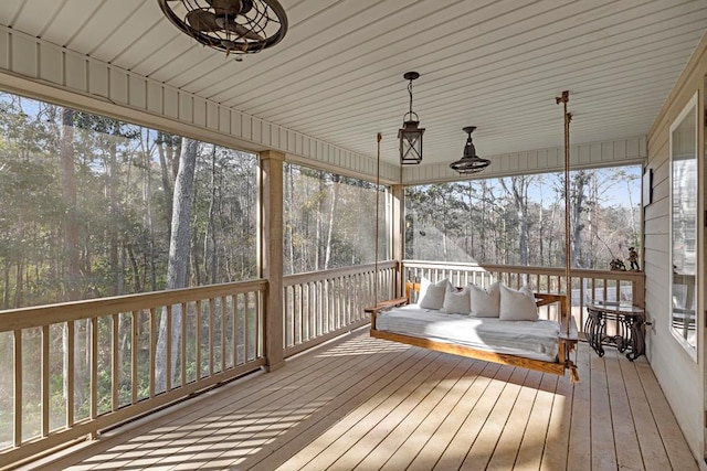 view of unfurnished sunroom