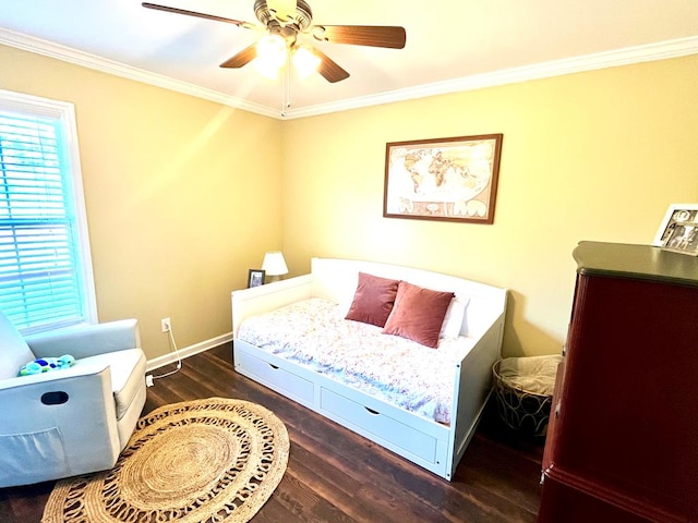 31 County Road 276, Enterprise, AL 36330 - bedroom featuring crown molding, wood finished floors, and a ceiling fan