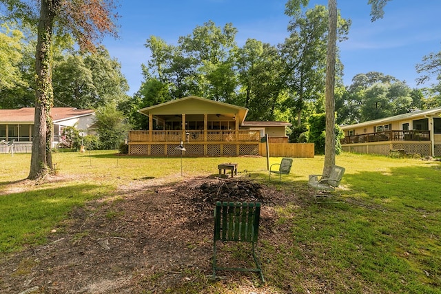 668 Lake Front Dr, Abbeville, AL 36310 - view of green lawn featuring a deck