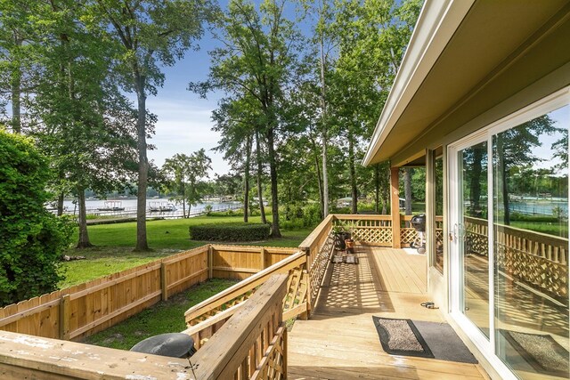 668 Lake Front Dr, Abbeville, AL 36310 - wooden deck featuring a water view
