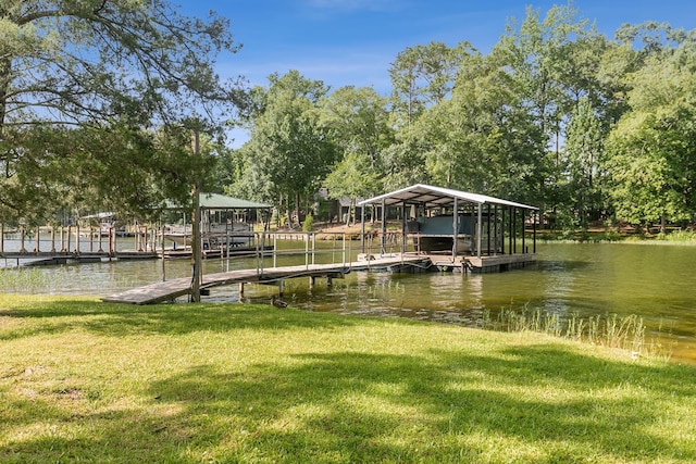 668 Lake Front Dr, Abbeville, AL 36310 - dock area with a water view and a yard