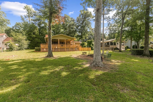 668 Lake Front Dr, Abbeville, AL 36310 - view of grassy yard featuring a wooden deck