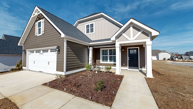 craftsman-style home featuring a garage and a porch