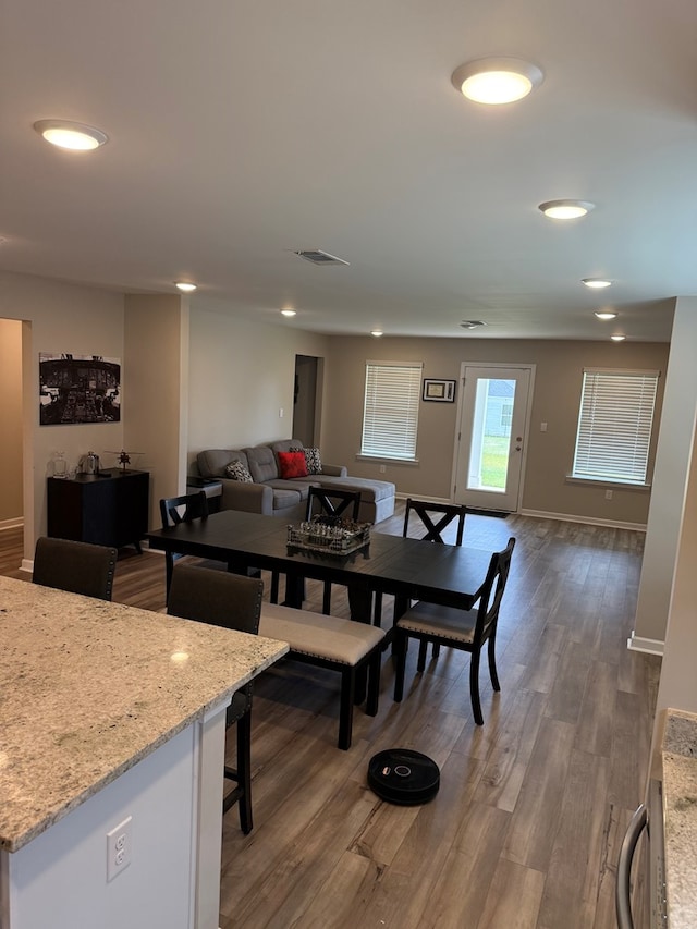 34 Popcorn Cir, Rehobeth, AL 36301 - dining space with dark wood-style flooring and recessed lighting