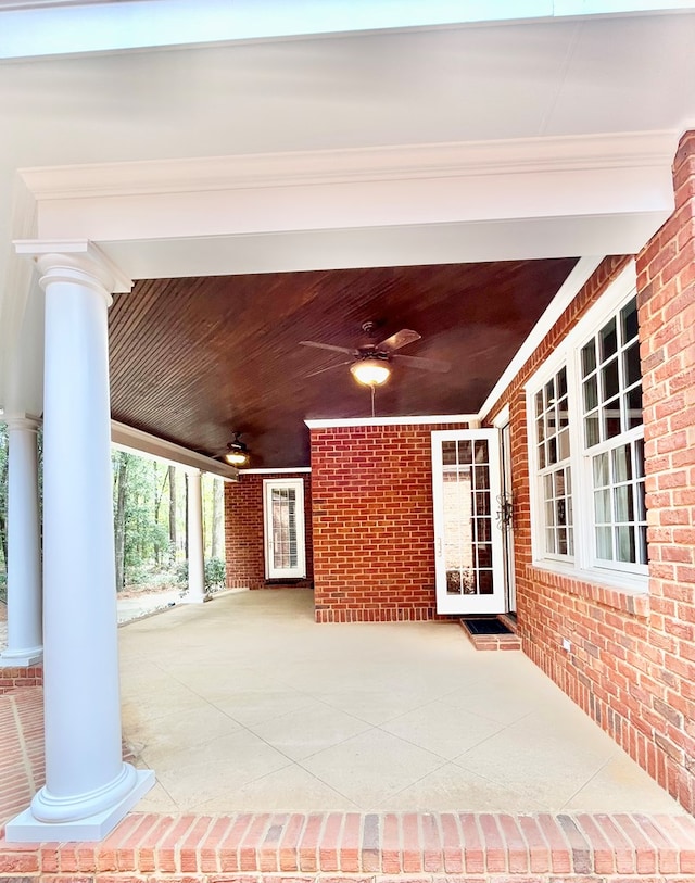 view of patio with a ceiling fan