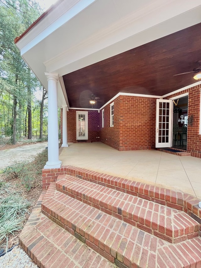 view of patio / terrace featuring a ceiling fan