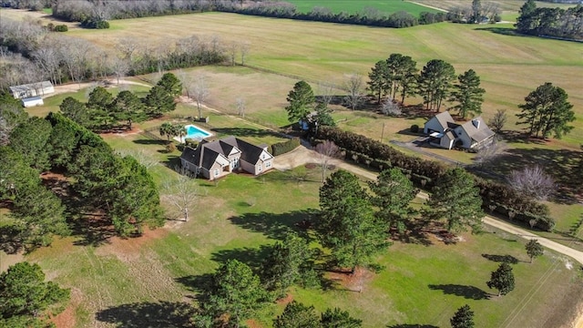 aerial view featuring a rural view