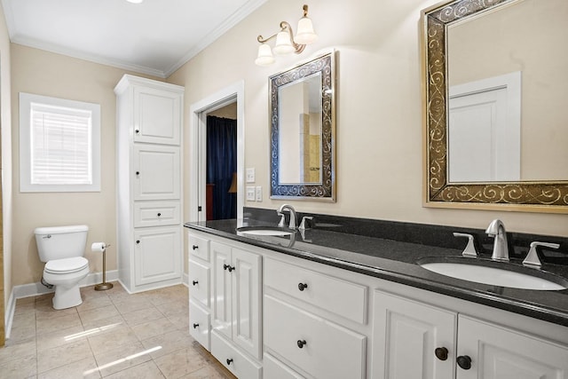 106 Camberly Ct, Dothan, AL 36301 - bathroom with double vanity, crown molding, and tile patterned floors