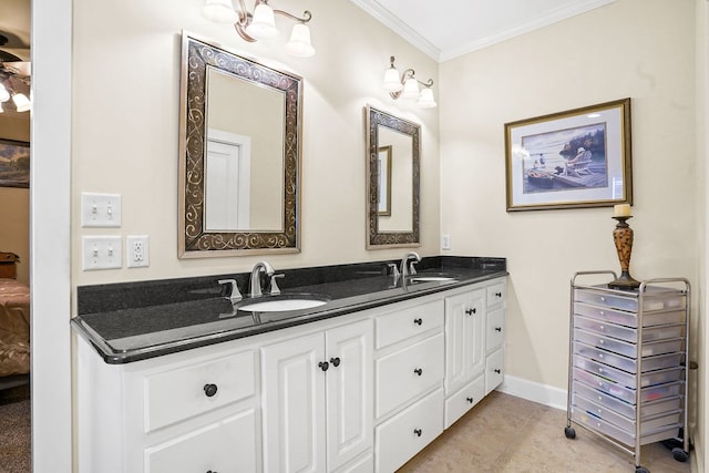 106 Camberly Ct, Dothan, AL 36301 - bathroom featuring crown molding, double vanity, and connected bathroom