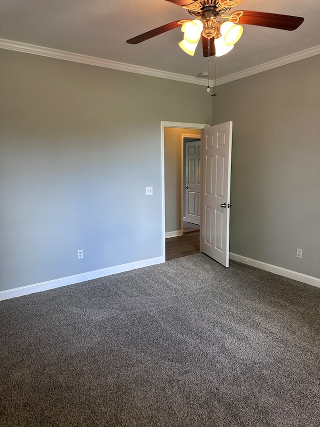 183 Chestnutt Rd, Slocomb, AL 36375 - spare room with a ceiling fan, crown molding, and carpet flooring