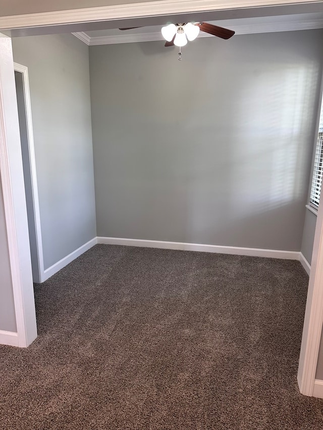 183 Chestnutt Rd, Slocomb, AL 36375 - spare room featuring ornamental molding, carpet, and a ceiling fan