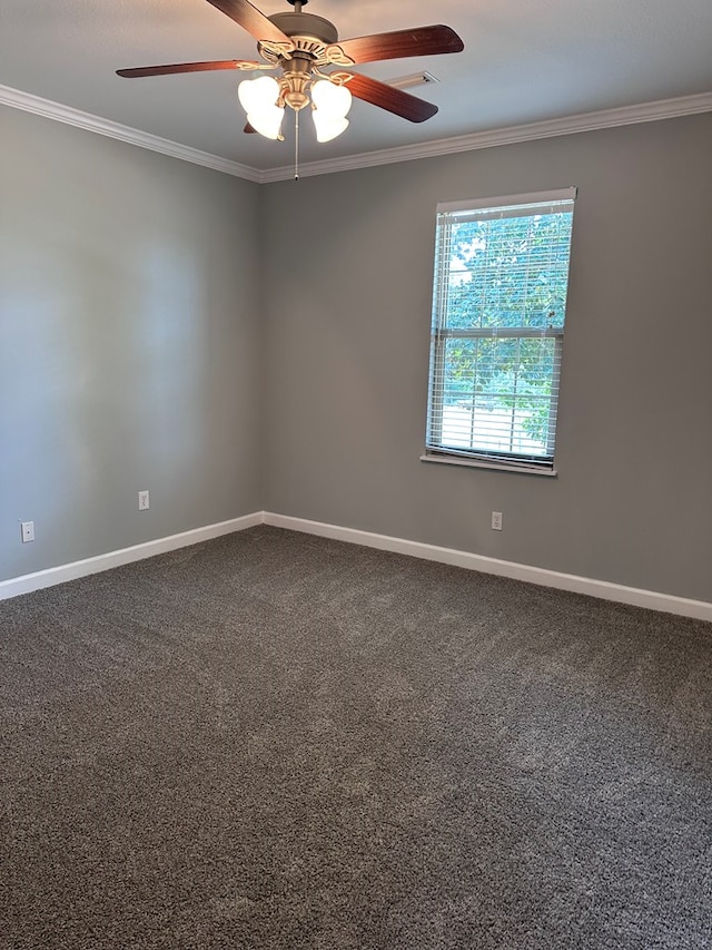 183 Chestnutt Rd, Slocomb, AL 36375 - empty room featuring crown molding, a ceiling fan, and dark carpet