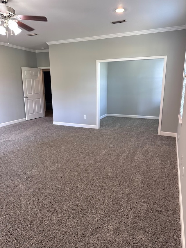 183 Chestnutt Rd, Slocomb, AL 36375 - empty room featuring crown molding, a ceiling fan, and carpet flooring